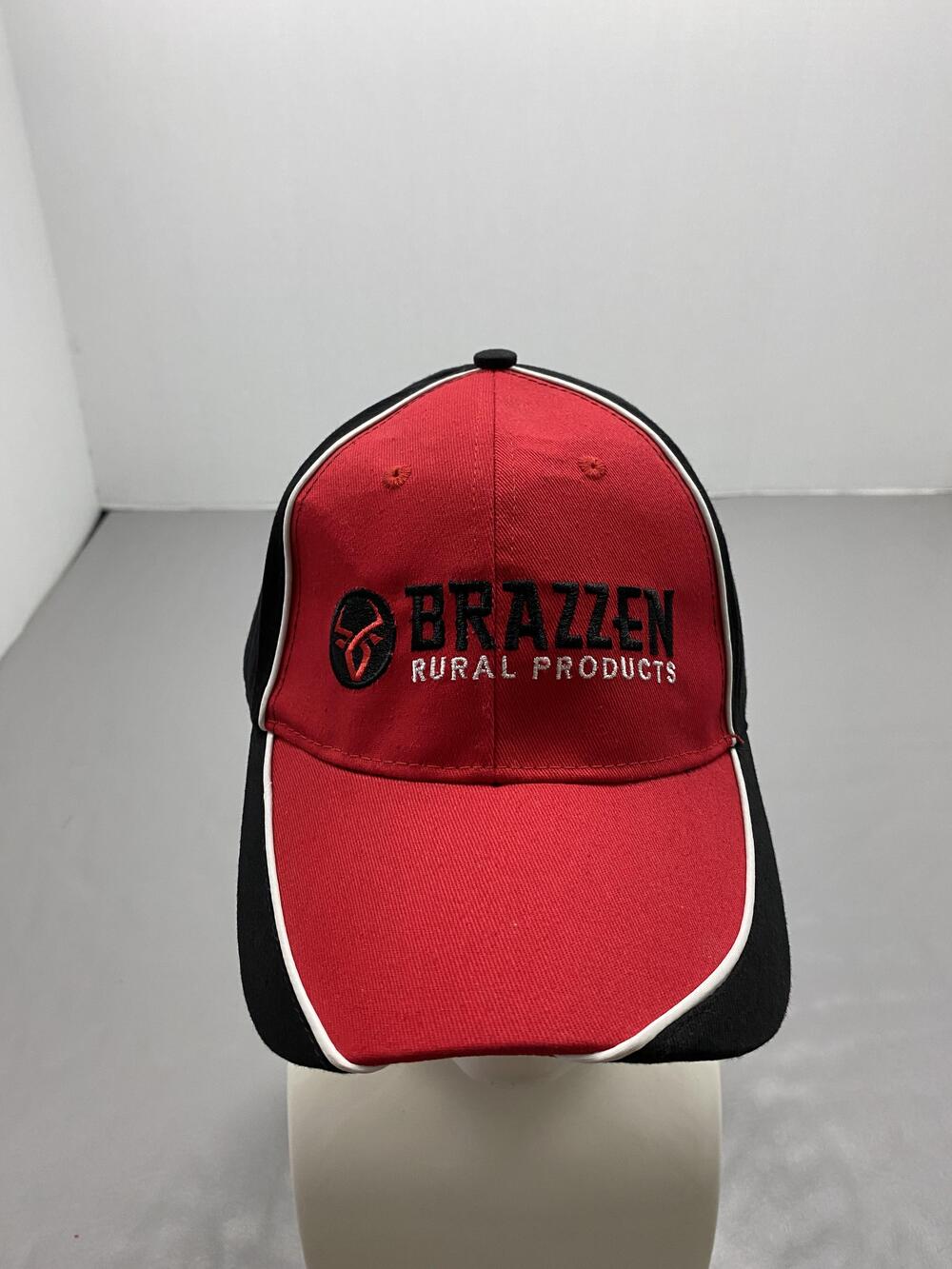 Hat Cap Strap Back One Size Red BRAZZEN RURAL PRODUCTS Mens Adjustable Twill
